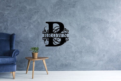 Custom Metal Split Monogram Personalized Family Sign