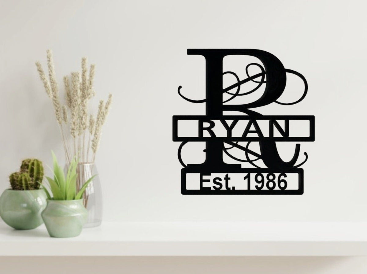 Family Name Monogram With Established Date Modern Personalised Gift