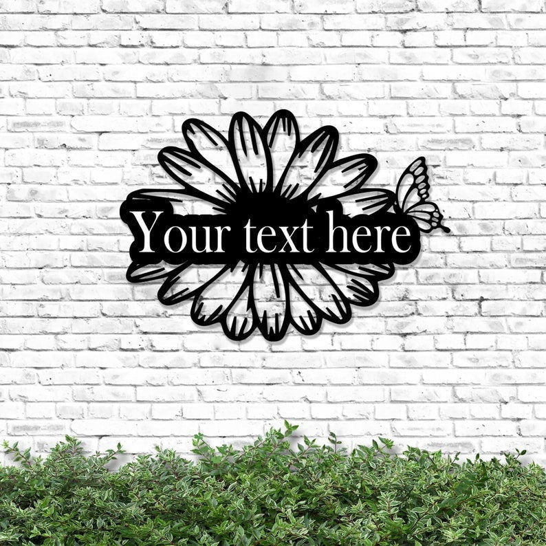 Custom Name Sunflower Metal Sign Flower Metal Sign Garden Metal Sign Sign For Garden Lovers Gift For Her House Metal Sign Holiday Gift