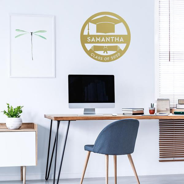 Graduation Monogram Cut Metal Sign Metal House Sign