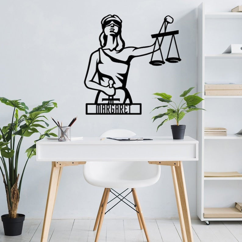 Custom Themis Metal Wall Decor Metal Sign Attorney Office Outdoor Decor Lady Justice Symbol Gifts For School Graduation