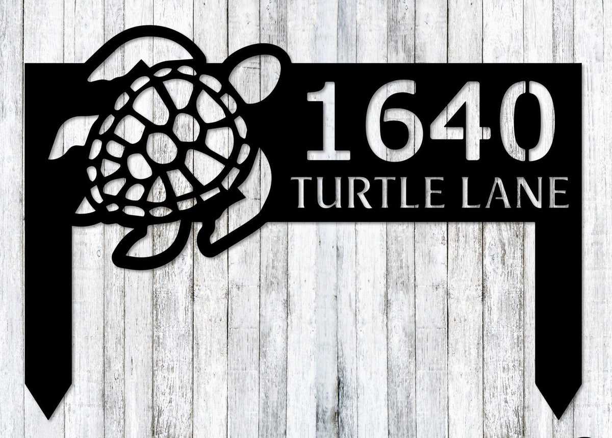 Turtles Address Sign Metal Hanging Address Sign For Yard Turtles Address Plaque Turtle Decor Yard Stakes Turtle Lovers Gift