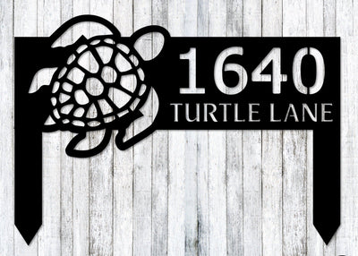 Turtles Address Sign Metal Hanging Address Sign For Yard Turtles Address Plaque Turtle Decor Yard Stakes Turtle Lovers Gift