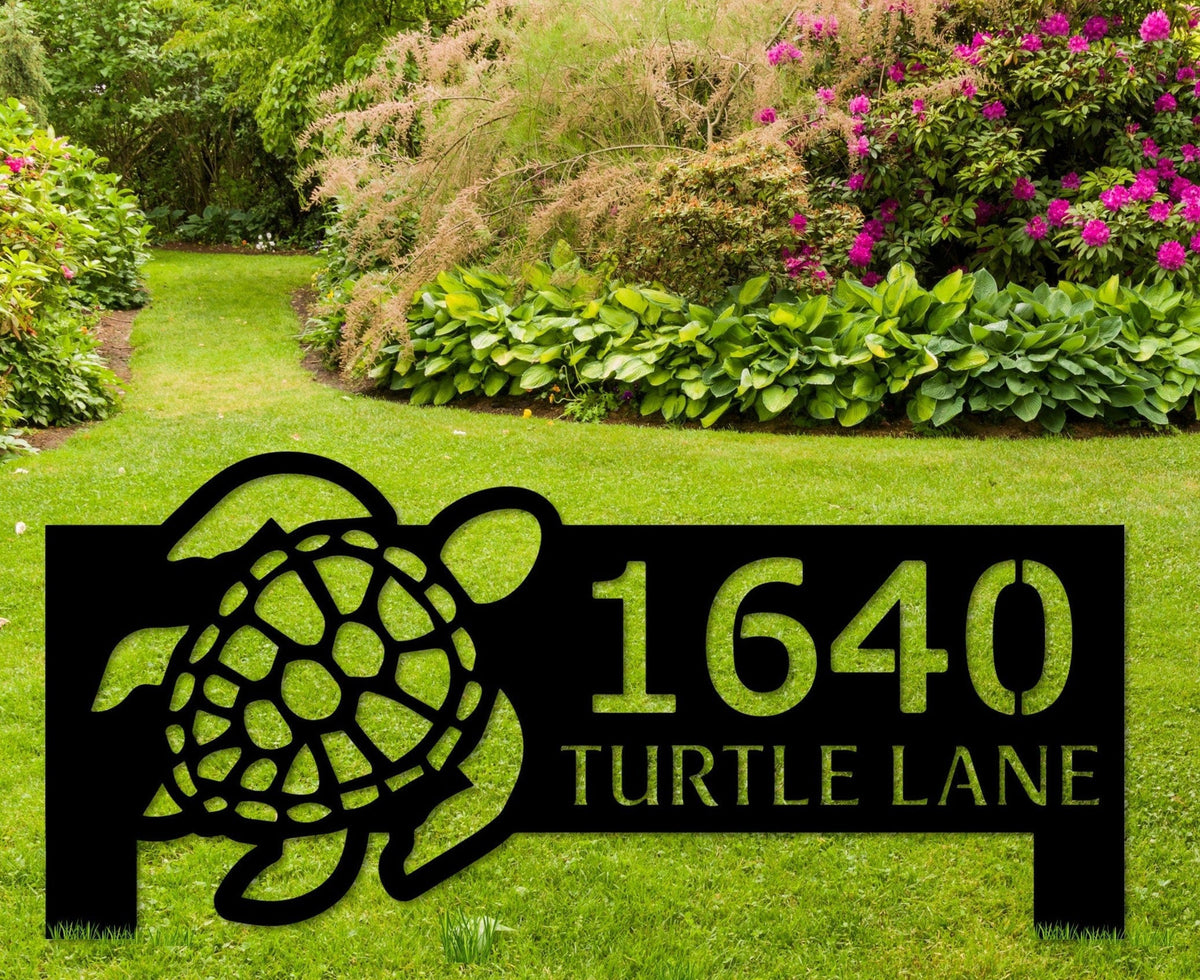 Turtles Address Sign Metal Hanging Address Sign For Yard Turtles Address Plaque Turtle Decor Yard Stakes Turtle Lovers Gift