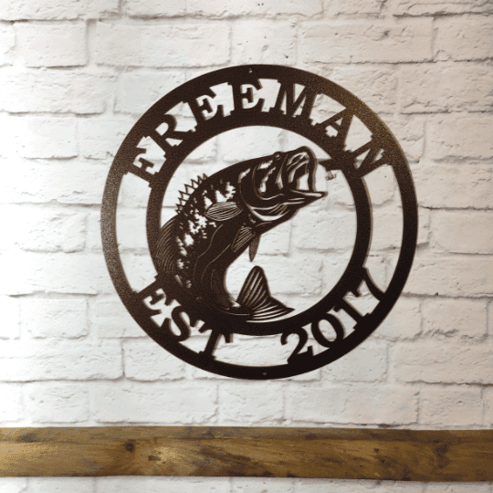 Metal Largemouth Bass Fishing Sign Cut Metal Sign Metal House Sign