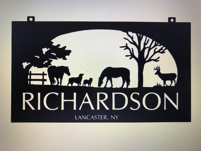 Metal Farm Signhorses Dogsbuck 3ft Signwith Your Name Metal House Sign