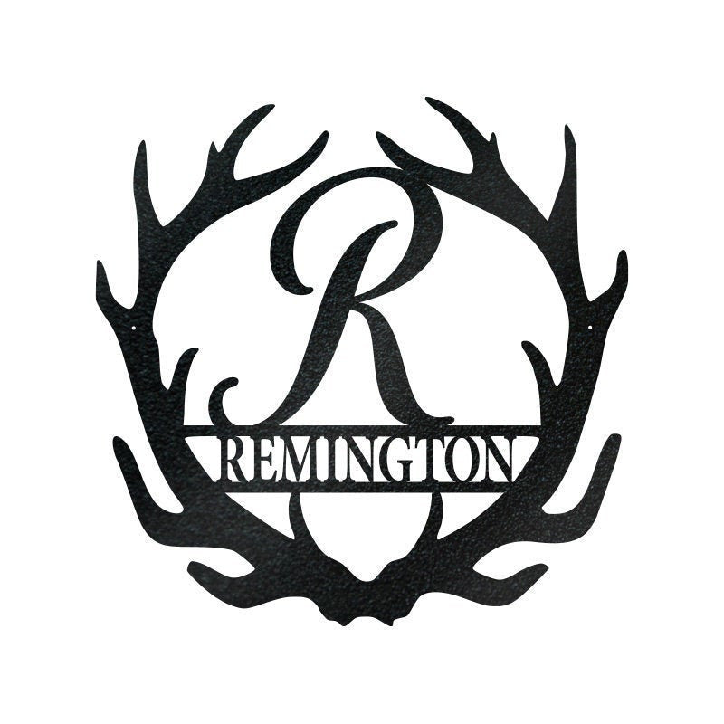 Deer Antler Monogram Letter Sign Hunter Gift Deer Camp Sign Christmas Gift For Him Deer Name Metal Sign Fathers Day Gift