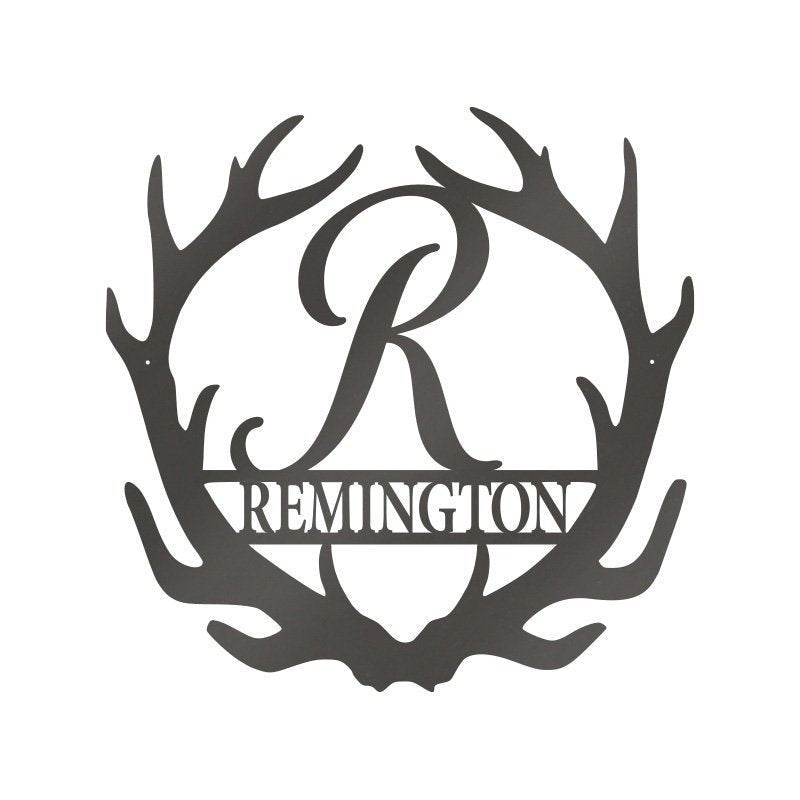 Deer Antler Monogram Letter Sign Hunter Gift Deer Camp Sign Christmas Gift For Him Deer Name Metal Sign Fathers Day Gift