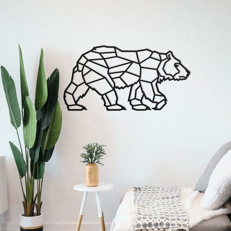 Geometric Bear Metal Wall Decor Predators Cabin Decor Nursery Room Decor Jungle Wall Hang