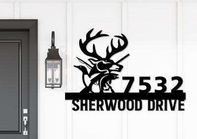 Hunting & Fishing Metal Address Sign Custom Address Sign Hunter Gift Fisherman's Gift