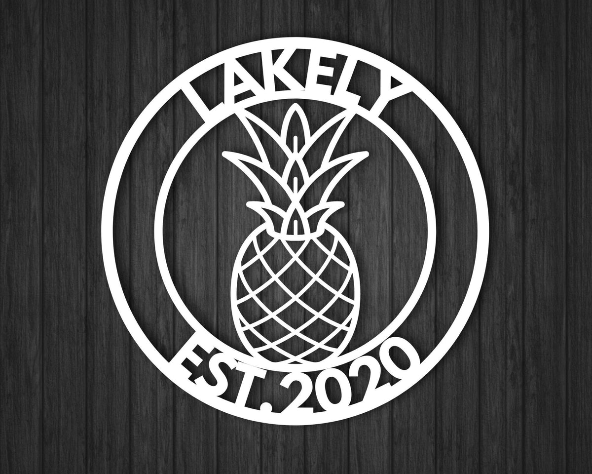 Personalized Welcome Pineapple Family Monogram Sign Door Hanger Porch Sign Weatherproof Sign Wedding Gift