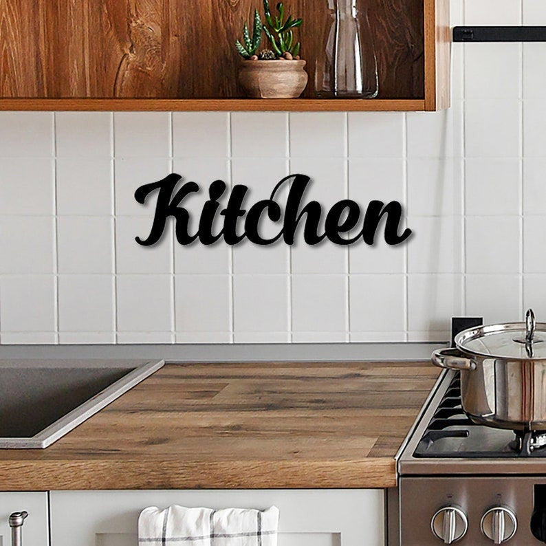Kitchen Metal Art Wall Sign Cook Gift Idea Homemade Chef Gift Cursive Father's Day Gift Idea