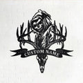 Custom Deer Skull Bone Hunting Grim Reaper Personalized Deer Hunting Name Sign Decoration For Room Deer Hunting