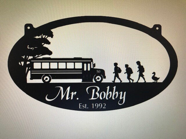 Metal School Bus Sign 3ft Customized With Your Name Metal House Sign