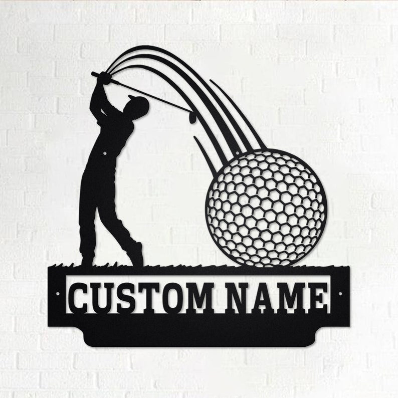 Custom Golfer Personalized Golfer Name Sign Decoration For Room Golfing Custom Golfer Golfer Metal Decor
