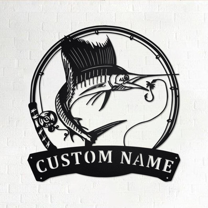 Personalized Sailfish Fish Metal Sign Fishing Fishing Metal wall Decor Fishing Lover Custom Fishing Fishman