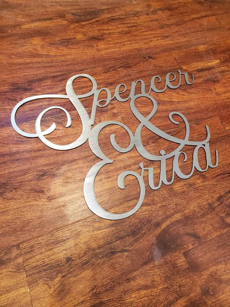 Custom Metal Name Cursive Sign Wedding