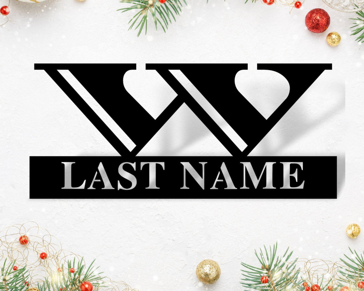 Last Name Metal Sign Initial Sign Metal Monogram Sign Door Hanger Family Name Sign Welcome Front Porch Sign Gift
