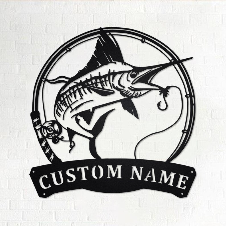 Personalized Swordfish Fish Metal Sign Fishing Fishing Metal wall Decor Fishing Lover Custom Fishing Fishman