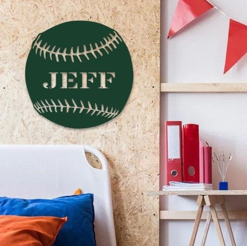 Custom Baseball Metal Sign Monogram Metal Shopsons Birthday Giftbirthdaywall Hangerbaseballcustom Name