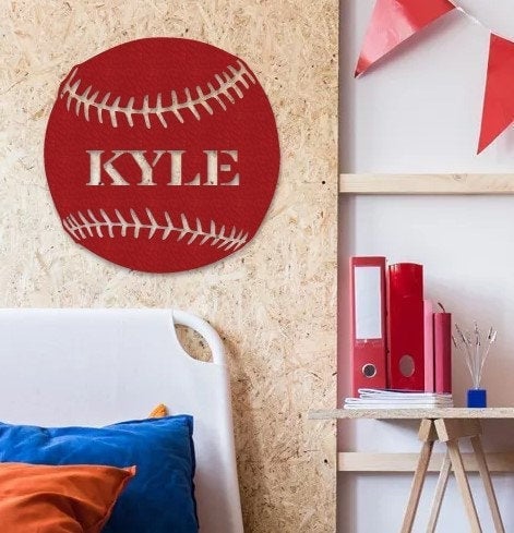 Custom Baseball Metal Sign Monogram Metal Shopsons Birthday Giftbirthdaywall Hangerbaseballcustom Name