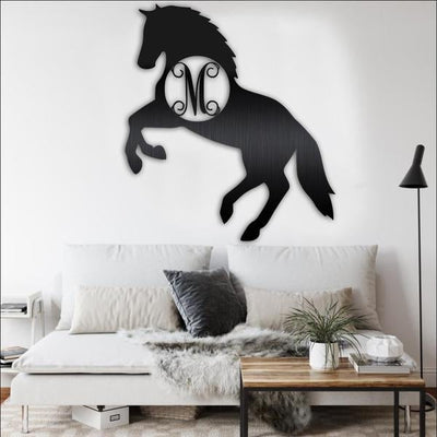 Split Letter Horse Metal Monogram Split Letter Monogram Personalized Horse Metal Sign Horseshoe Art Western Decor Initial Metal Sign Housewarming Gift Farmhouse Decor