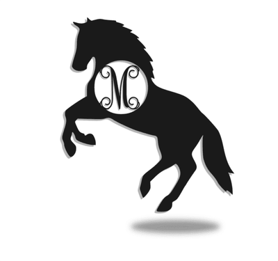 Split Letter Horse Metal Monogram Split Letter Monogram Personalized Horse Metal Sign Horseshoe Art Western Decor Initial Metal Sign Housewarming Gift Farmhouse Decor
