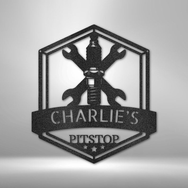 Personalized Metal Garage Sign Steel Garage Tool Sign Gift For Garage Owner Grease Time Monogram Door Hanger Steel Sign Outdoor Sign