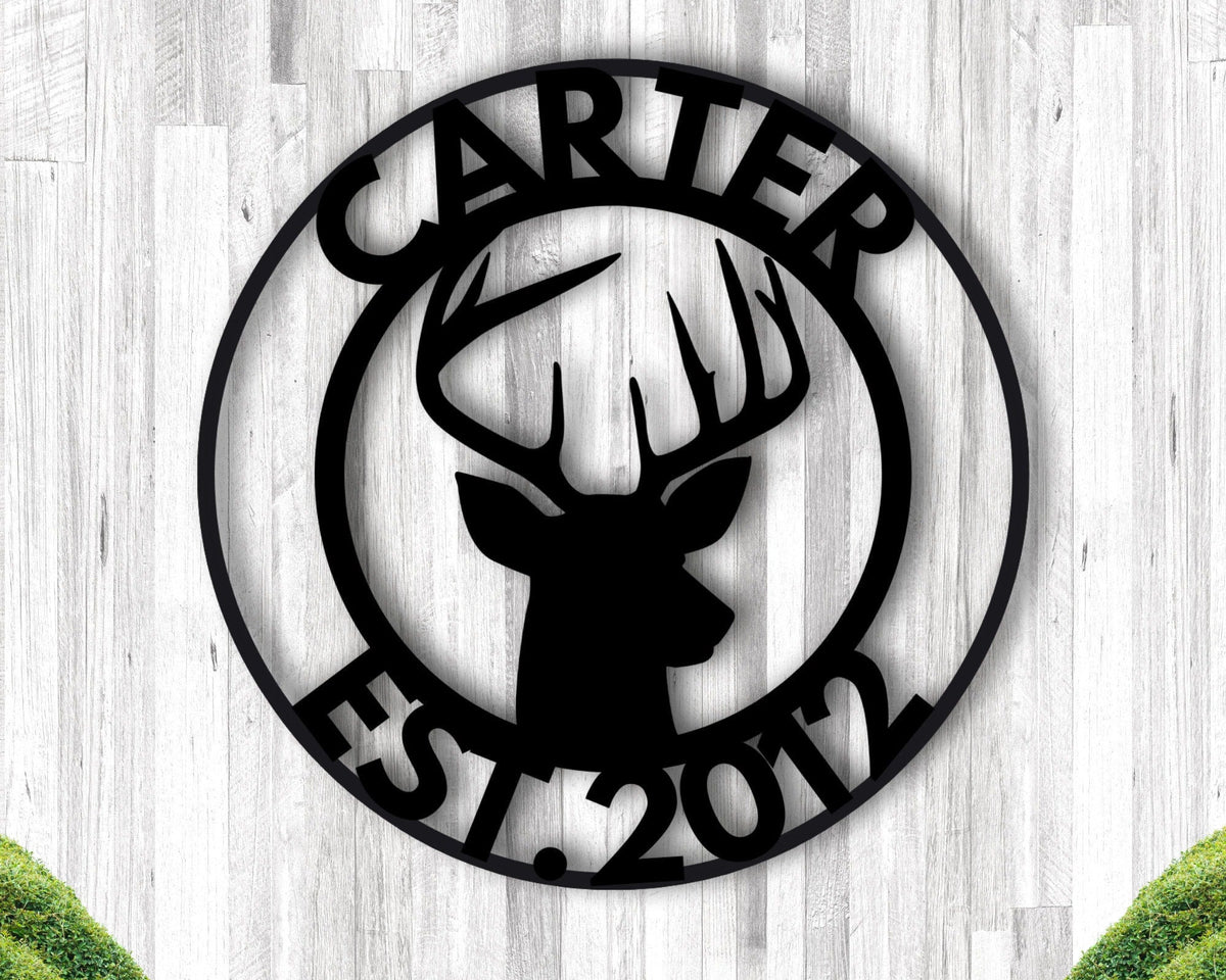 Deer Last Name Sign Antler Wall Sign Hunting Present Guy Gift Deer Family Name Sign Est Date Camp Sign Farm Sign Cabin Sign Man Gift