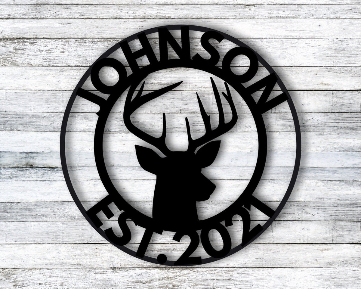 Deer Last Name Sign Antler Wall Sign Hunting Present Guy Gift Deer Family Name Sign Est Date Camp Sign Farm Sign Cabin Sign Man Gift