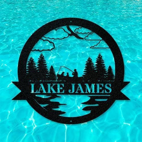 Great Outdoor Fishing Boat Monogram Cut Metal Sign Metal House Sign