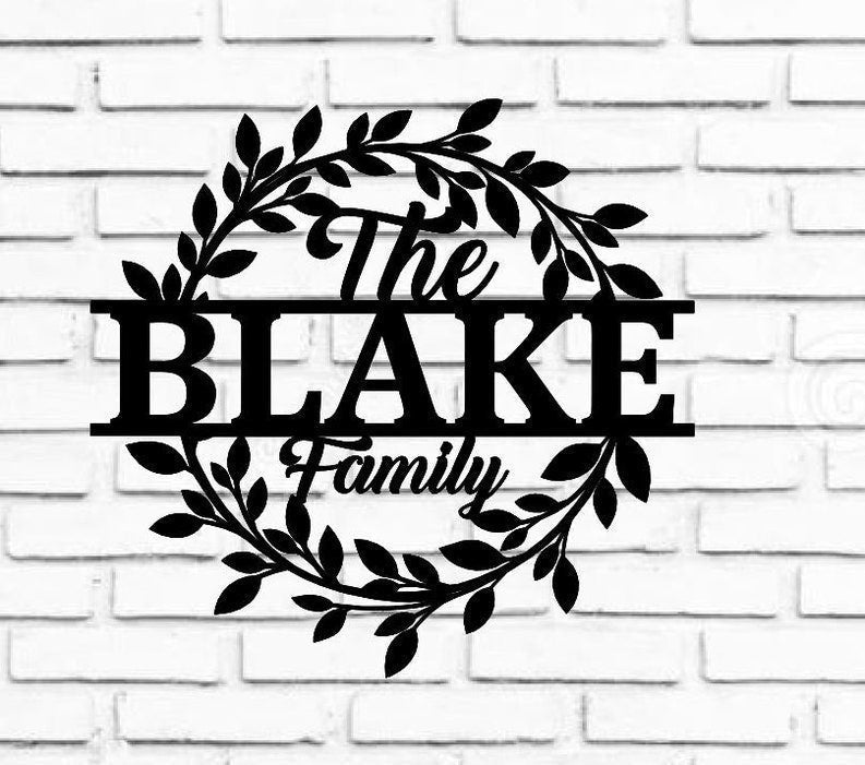 Weatherproof Custom Circle Monogram House Sign Personalized Wreath Door Monogram Front Door Wreath Family Name Metal Lettersutdoor