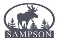 Monogram Moose Nature Cabin Lake House Metal Personalized Wedding Gift Housewarming Gift Weatherproof Cut Metal Sign