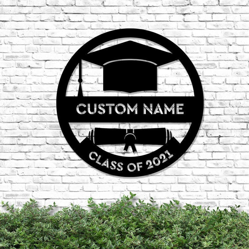 Custom Name Graduation Metal Sign Door Hanger Graduation Sign Gift Wreath Sign Graduation Cap Wreath Sign Gift For Her Gift For Son