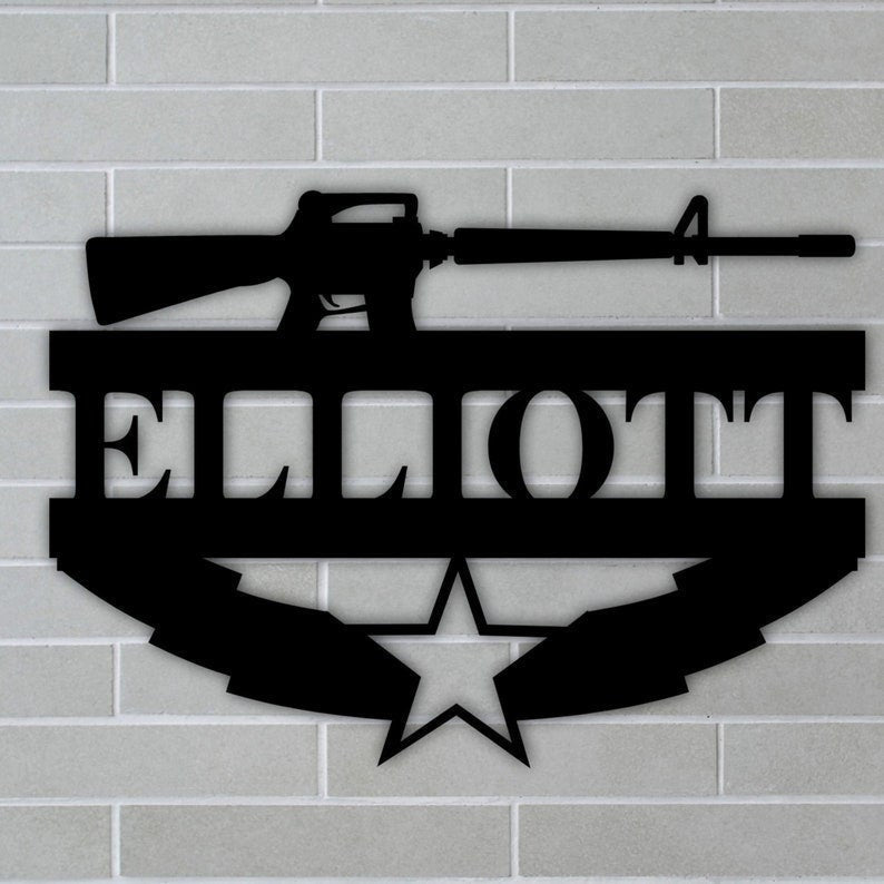 Custom Metal Signchristmas Giftxmas Gift Last Name Sign Personalized Sign Family Name Sign Gun Gun Signamericanar 15