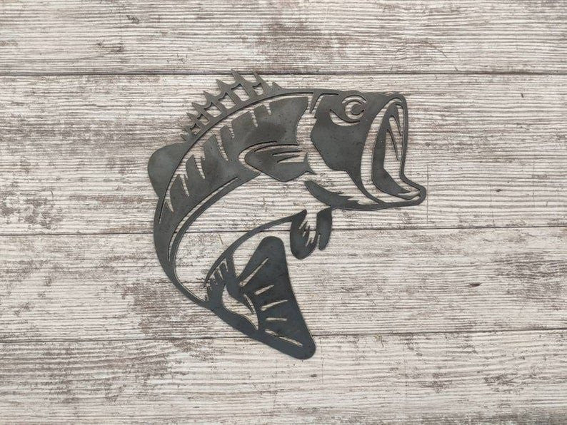 Metal Bass Sign Perfect For Your Ice Fishing House Lake House Or Cabin! Great Father's Day Gift! Custom Metal Sign Small Mouth Bass