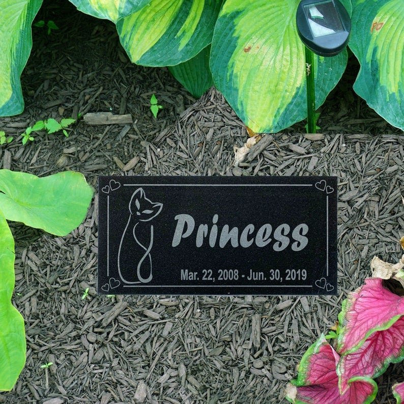 Memorial For Cat Personalized Headstone Garden Plaque Engraved With Customized Name Dates