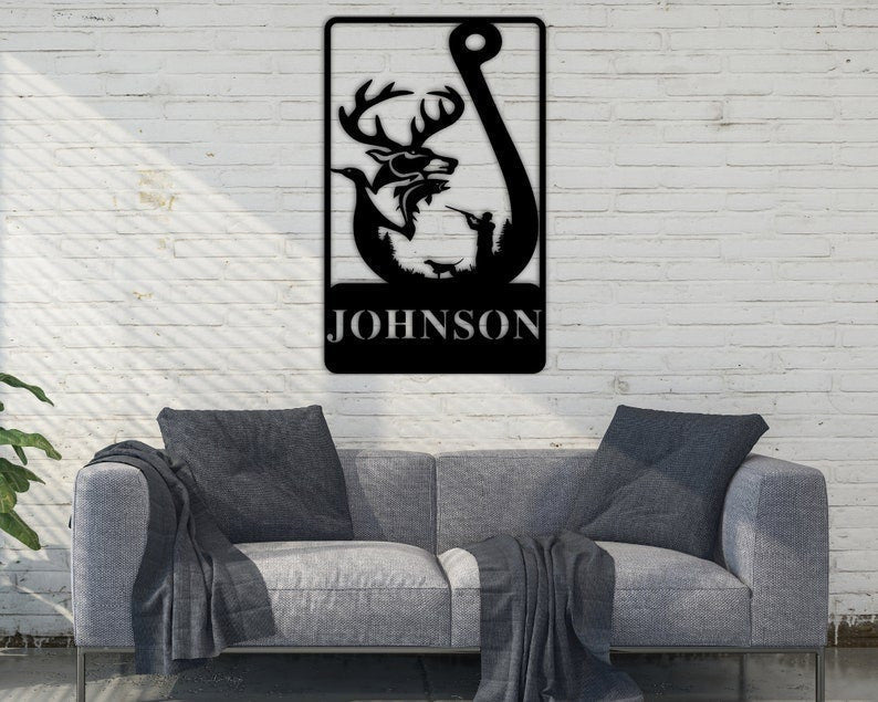 Personalized Wildlife Metal Wall Sign Fishing Camp Hunting Sign Welcome Sign Deer Sign Deer Bass Custom Sign Hunting Camp Fishing Camp Sign