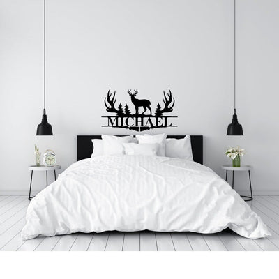 Deer Antler Name Sign Hunting Personalized Family Name Metal Sign Wedding Gift Birthday Gift Metal Monogram Sign