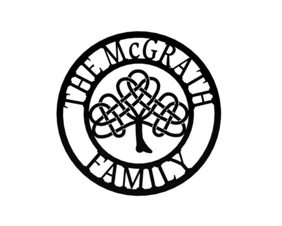 Celtic Tree Design Family Name Address Metal Sign Personalised Gift