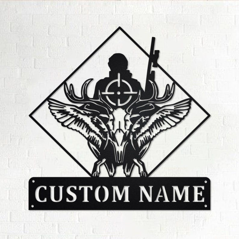 Custom Deer Duck Hunting Personalized Hunter Name Sign Decoration For Room Hunting Metal Custom Hunting
