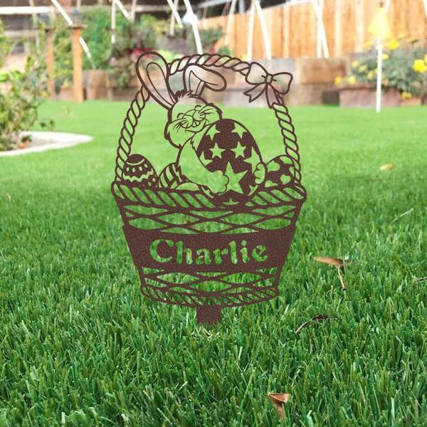 Easter Bunny Monogram Yard Sign Cut Metal Sign Metal House Sign
