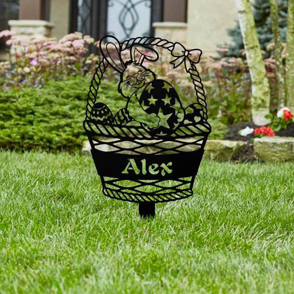 Easter Bunny Monogram Yard Sign Cut Metal Sign Metal House Sign