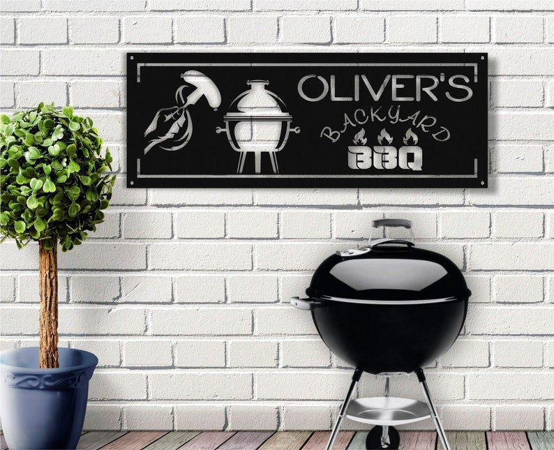 Personalized Backyard Metal Sign Metal Wall Sign Custom Barbecue Metal Sign Gift For Him Dad's Birhtday Gift