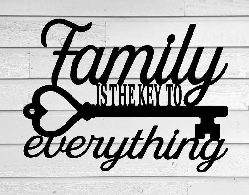 Family Is The Key To Everything Custom Metal Sign Metal Monogram House Warming Gift Metal Word Wall Decor Steel Family Sign