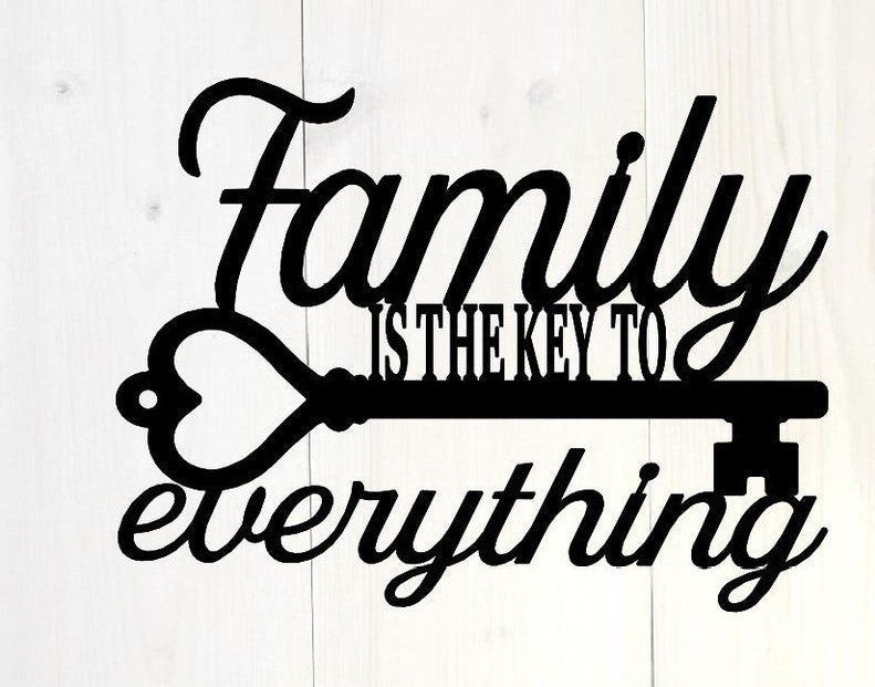 Family Is The Key To Everything Custom Metal Sign Metal Monogram House Warming Gift Metal Word Wall Decor Steel Family Sign
