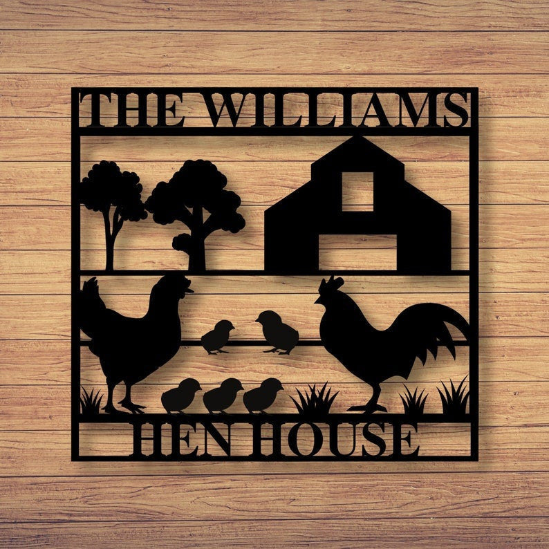 Custom Chicken And Rooster Sign Custom Metal Chicken Farm Sign Farmhouse Decor Hen House Art Gift For Farmer Chicken Lover Art