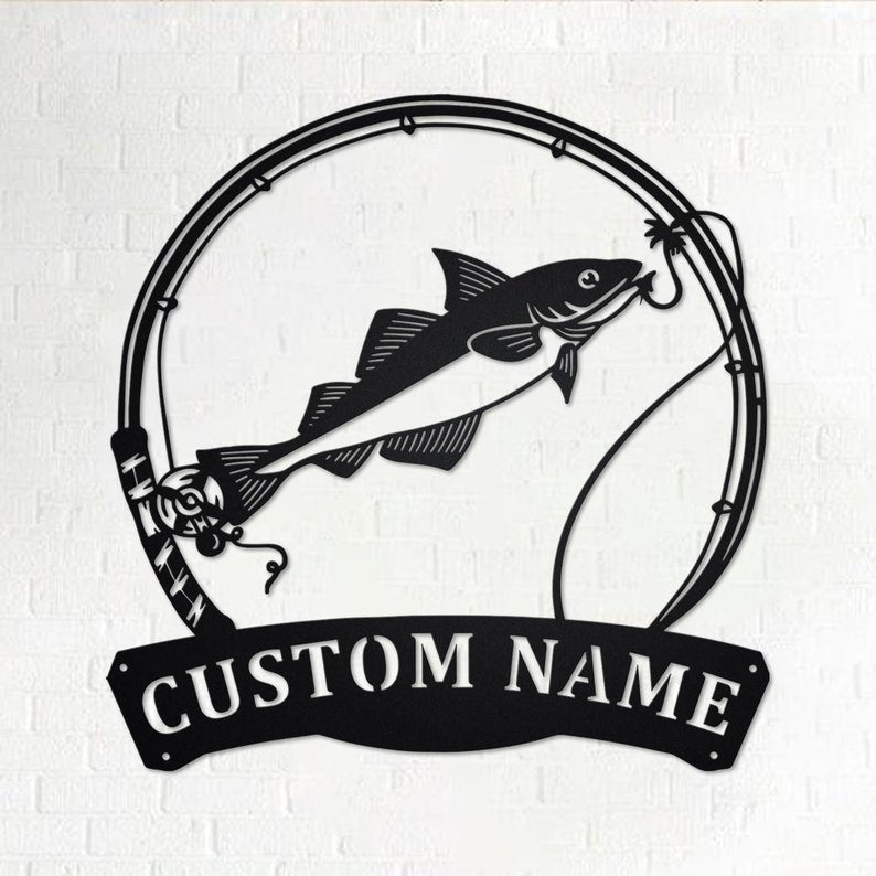 Custom Haddock Fish Personalized Haddock Fish Name Sign Decoration For Room Fishing Metal Custom Haddock Fish