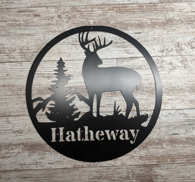 Personalized Metal Sign Deer Sign Hunting Gift Sign Custom Name Sign Metal Name Sign Outdoors Sign Huntin