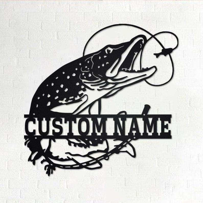 Custom Pike Fish Personalized Pike Fish Name Sign Decoration For Room Pike Fish Custom Pike Fishing Pike Fish